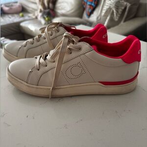 Coach Off White and Neon Pink Sneakers